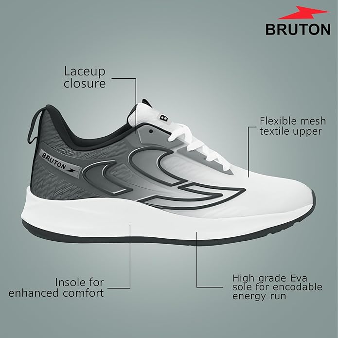 BRUTON EVA Lite Sport Shoes Running Shoes for Men- White - Image 2